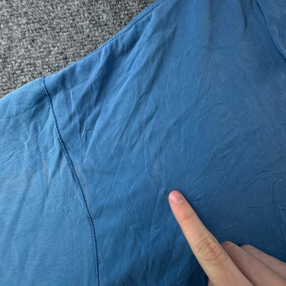 Tommy Bahama Silk Button Up Shirt Short Sleeve Mens Hawaii Blue 2XL Solid Adult - Picture 13 of 16